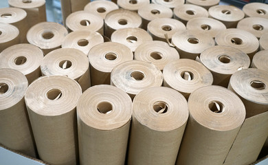 close up on brown paper rolls