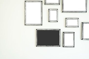 empty frame on white wall  .Blank space for text and images. - 261434591