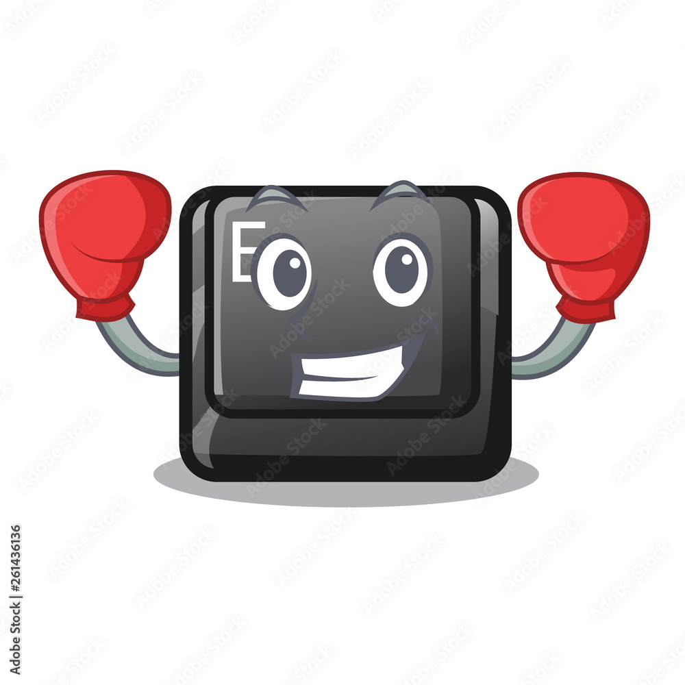 Sticker boxing button e isolated with the character