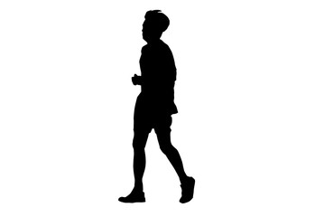 silhouette men run exercise for Health At area Stadium Outdoors on white background with clipping path.