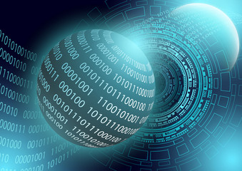 Global international exchange of information. Planet space modern technologies of the future finance banking. Binary code web security payment business vector illustration
