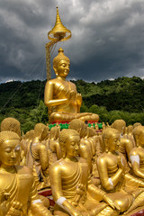 The Thousand golden Buddha at Magha Puja Memorial Buddhist Park, Nakhonnayok province, Thailand