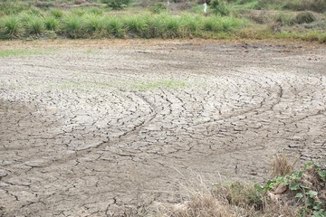 dry cracked soil texture in agriculture field at country Thailand