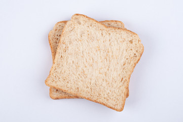 sliced bread,  top view on white background