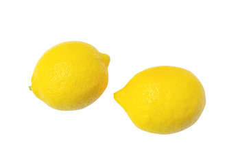 Top view fresh lemon fruit isolated on white background.