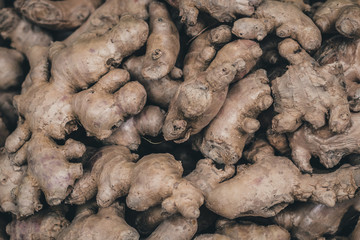 pile of ginger closeup - food market