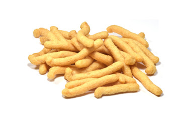 Roasted snack isolated on white background.