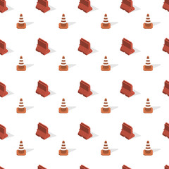 Seamless background from a set of signs road repairs, vector illustration.