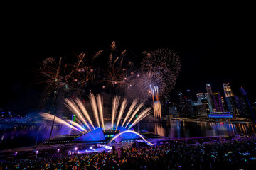 New Year fireworks at Singapore Marina area
