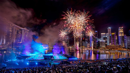 New Year fireworks at Singapore Marina area