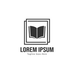 Book logo template design. minimalist book logo with modern frame
