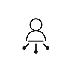 Reseller line icon. User with reseller sign. Outline sign, linear style pictogram isolated on white. Symbol, logo illustration.