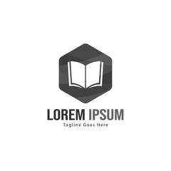 Book logo template design. minimalist book logo with modern frame