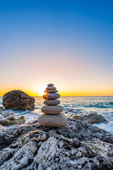 Stacked stones at the beach