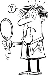 man holding hand mirror