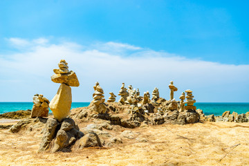 Zen stacked stones at the beach