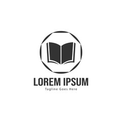 Book logo template design. minimalist book logo with modern frame