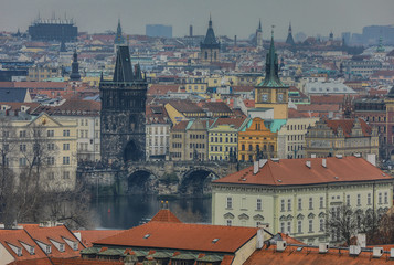 Fototapeta na wymiar Arial view of the Prague city