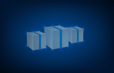 Fototapeta premium boxes on blue gradient background