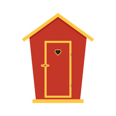 Country or rustic wooden street toilet, vector illustration.