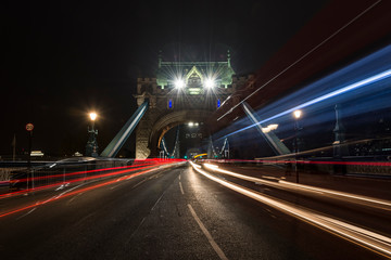 Tower Bridge at night.