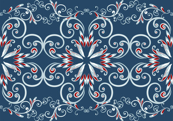 Seamless vintage borders. Traditional East style, ornamental floral elements. - 261459922