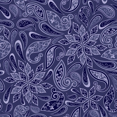 Abstract vintage pattern with decorative flowers, leaves and Paisley pattern in Oriental style.