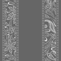 Abstract vintage pattern with decorative flowers, leaves and Paisley pattern in Oriental style.