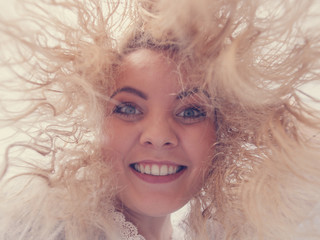 Woman with wet blonde hair