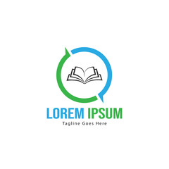 Book logo template design. minimalist book logo with modern frame