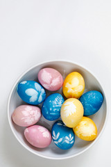 Fototapeta na wymiar Naturally dyed easter eggs