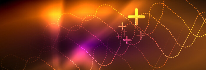 Glowing neon abstract lines, techno futuristic template