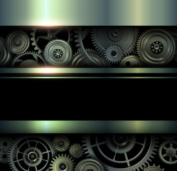 Background metallic 3D silver with technology gears