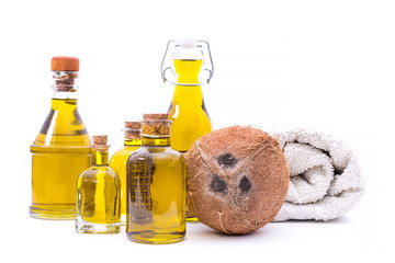 coconut oil bottles isolated