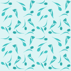 Seamless pattern hand-drawn watercolor. Spring pink tulips