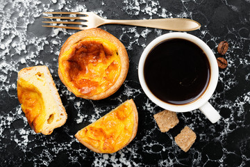 Egg tart, traditional Portuguese dessert, pastel de nata.