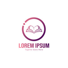 Book logo template design. minimalist book logo with modern frame