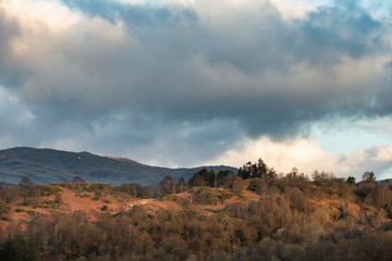 Stunning landscape image of countryside around Rydal Water in UK Lake District during Spring sunrise