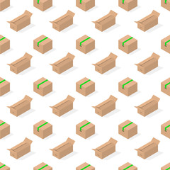 Fototapeta premium Seamless background from a set of cardboard boxes, vector illustration.