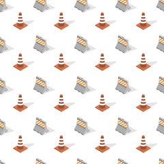 Seamless background from a set of signs road repairs, vector illustration.