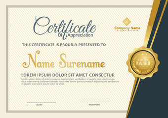 Elegant certificate template vector with luxury and modern pattern background