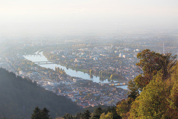 Panorama view from Konigstuhl summit in Heidelberg, Germany	