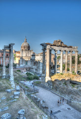 Naklejka premium A view of Roman Forum in Rome at sunny summer day