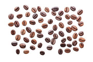 Coffee beans isolated on white background.