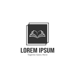 Book logo template design. minimalist book logo with modern frame