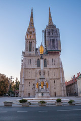 Fototapeta na wymiar Zagreb Cathedral at sunrise. Croatia