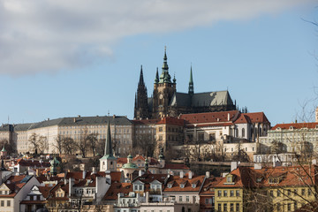 Naklejka na ściany i meble Beautiful Prague city scape with castle