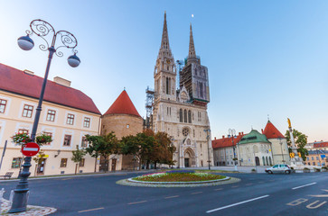 Obraz premium Zagreb Cathedral at sunrise. Croatia