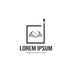 Book logo template design. minimalist book logo with modern frame