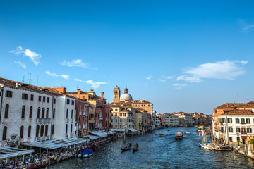Obraz premium Venice street scene with romantic building canal and gondolas